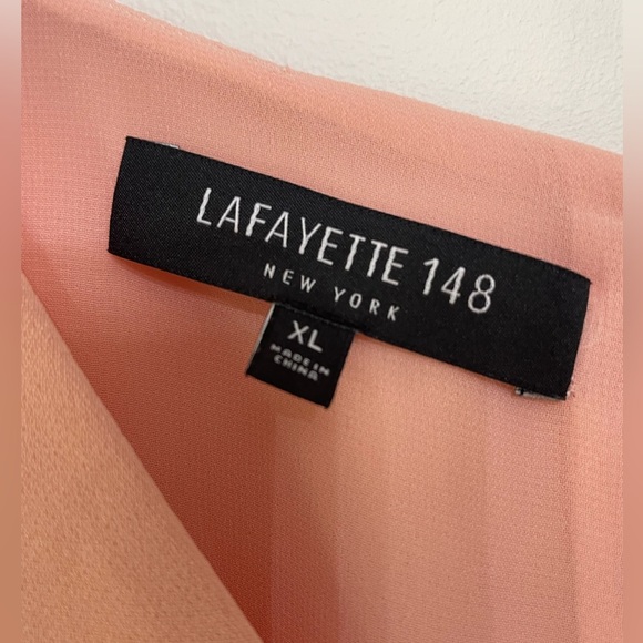 Lafayette 148 New York Peach Holly Bell Sleeve Dress Size XL V Neck Short Womens - Picture 4 of 10